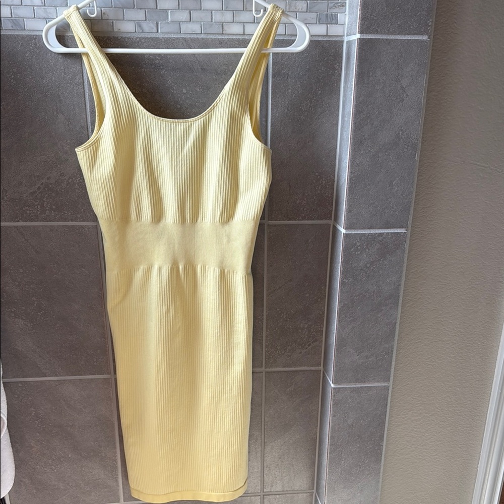 Vitality Yellow Sleeveless Ribbed Dress